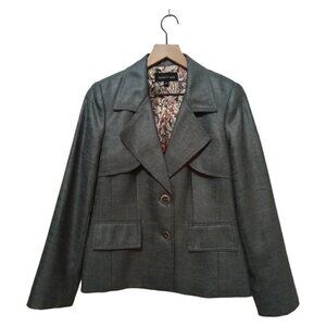 Isabel & Nina Gray Single Breasted Notch Lapel Modern Blazer Sz 8